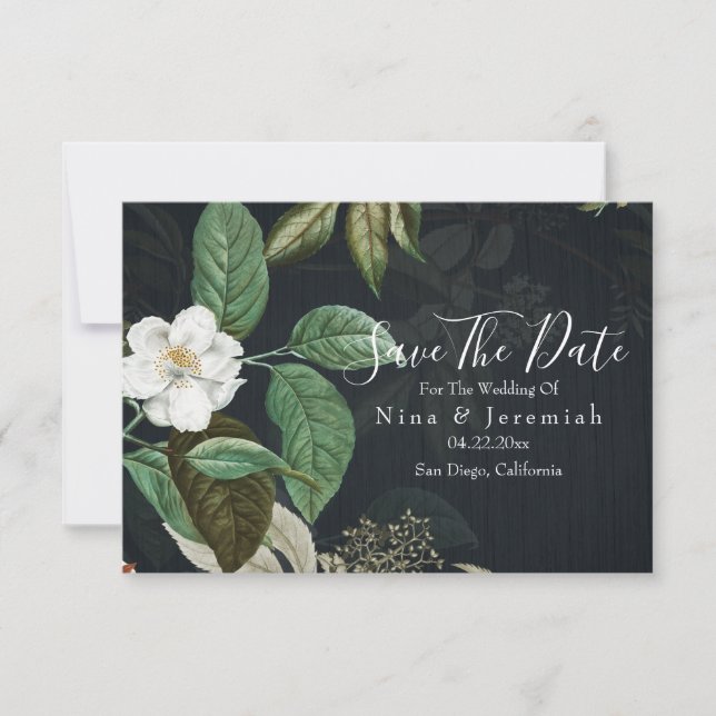 Floral Magnolia Modernes Skript Save The Date (Vorderseite)