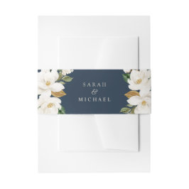 Floral Magnolia Neutral Beige Hochzeitselegante Einladungsbanderole