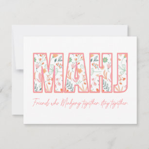 Floral Mahjong Freundschaftskarte Mitteilungskarte