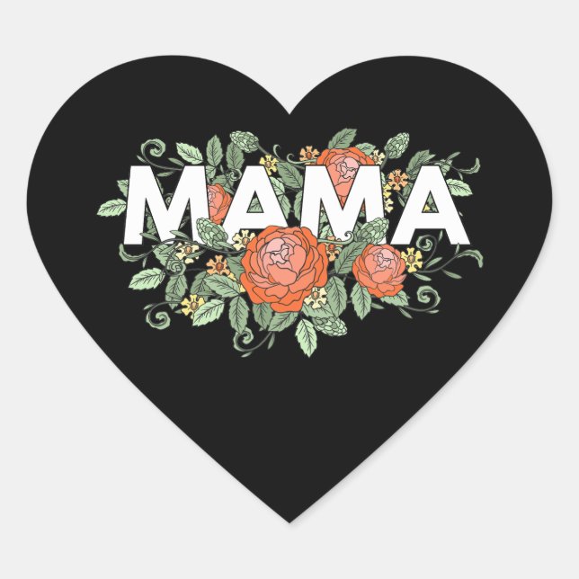 Floral Mama Herz-Aufkleber (Vorderseite)