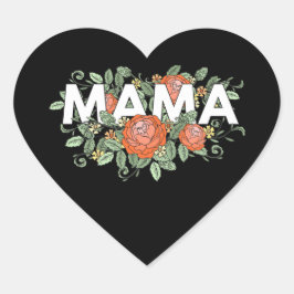 Floral Mama Herz-Aufkleber