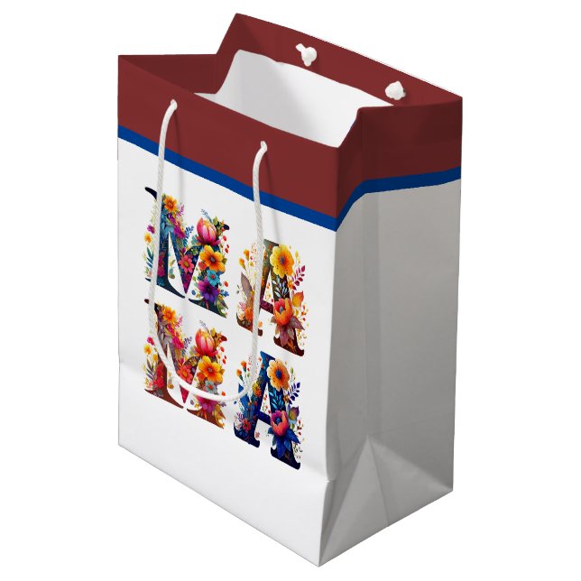 Floral MAMA Mittlere Geschenktüte (Vorderseite Schrägansicht)