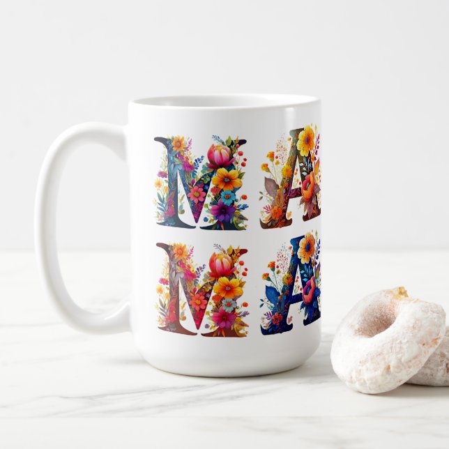 Floral MAMA personalisiert Kaffeetasse (Mit Donut)