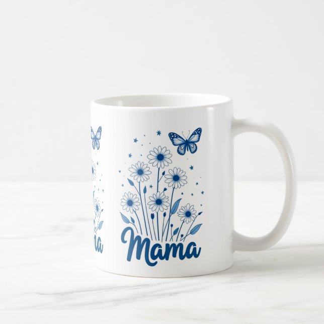 Floral Mama Script mit Blue Butterfly Kaffeetasse (Rechts)