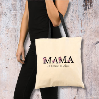 Floral Mama Text Personalisiert Kids Names Tragetasche