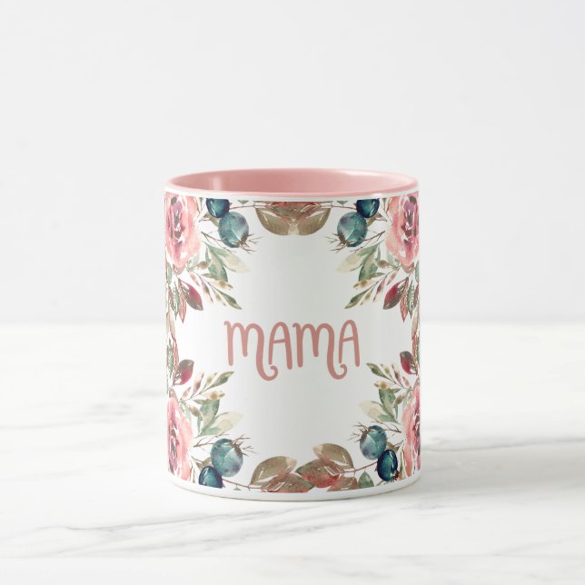 Floral Mama Typography Design Tasse (Zentrum)