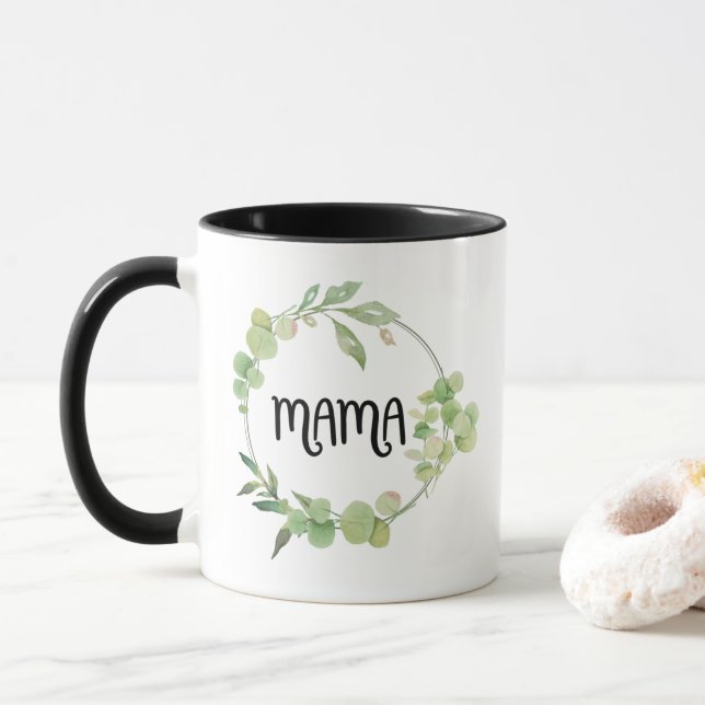 Floral Mama Typography Design Tasse (Mit Donut)
