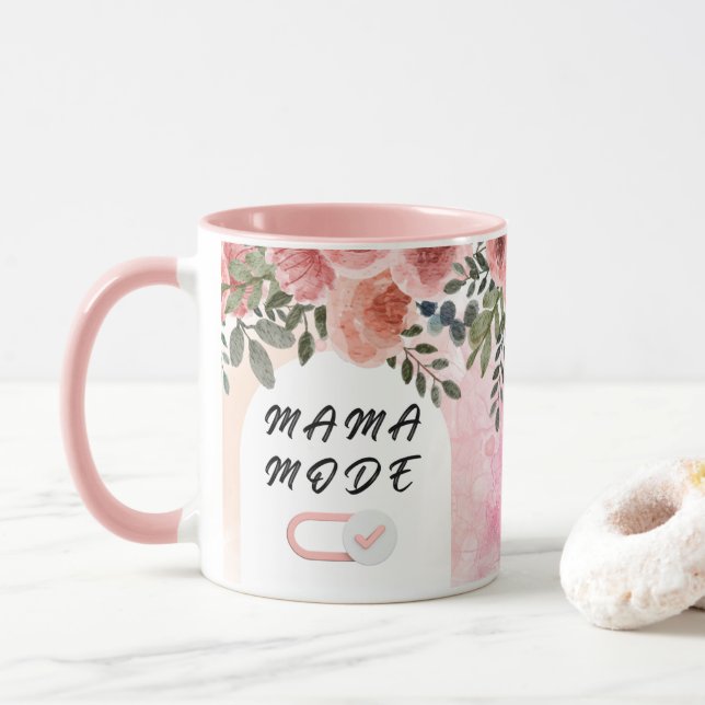 Floral Mama Typography Design Tasse (Mit Donut)