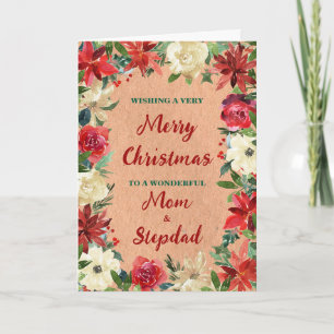 Floral Mama und Stepdad Frohe Weihnachten Karte