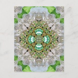 Floral mandala bling smaragdgrün Kristall Postkarte