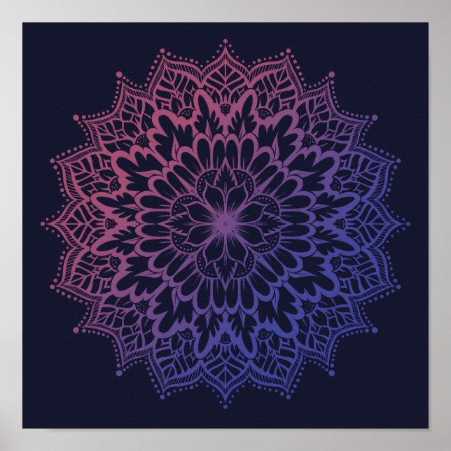 Floral Mandala Blume Yoga Poster (Vorne)