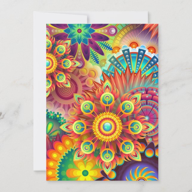 Floral Mandala Collage Psychedelic Invasion Card Einladung (Vorderseite)
