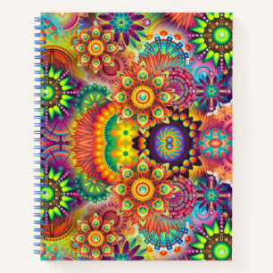 Floral Mandala Collage Psychedelic Notizbuch