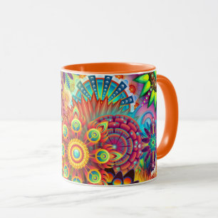 Floral Mandala Collage Psychedelic Tasse