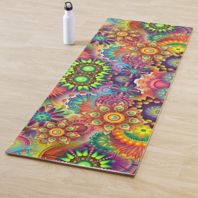 Floral Mandala Collage Psychedelic Yoga Mat Yogamatte (Beispiel)