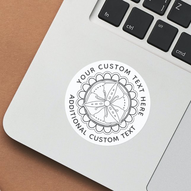 Floral Mandala Custom Text Sticker (Von Creator hochgeladen)