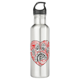 Floral Mandala Dog Paw Print Red Heart Edelstahlflasche