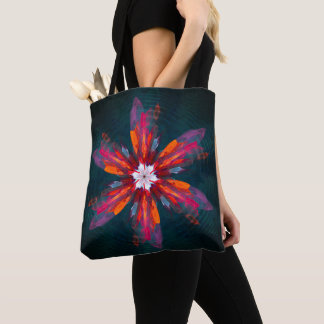 Floral Mandala Flowers Orange Red Blue Abstract