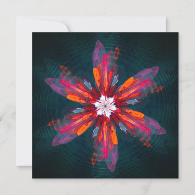 Floral Mandala Flowers Orange Red Blue Abstract (Vorderseite)