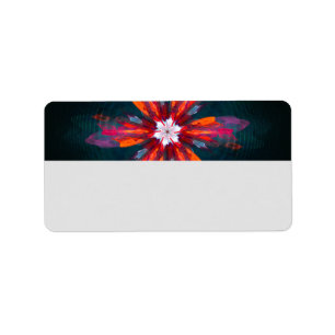 Floral Mandala Flowers Orange Red Blue Abstract Adressaufkleber