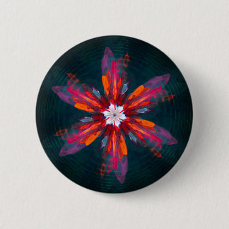 Floral Mandala Flowers Orange Red Blue Abstract Button