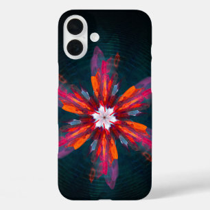 Floral Mandala Flowers Orange Red Blue Abstract iPhone 16 Plus Hülle