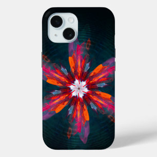 Floral Mandala Flowers Orange Red Blue Abstract Case-Mate iPhone Hülle