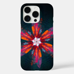 Floral Mandala Flowers Orange Red Blue Abstract iPhone 16 Pro Hülle