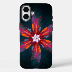 Floral Mandala Flowers Orange Red Blue Abstract iPhone 16 Plus Hülle