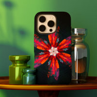 Floral Mandala Flowers Orange Red Blue Abstract