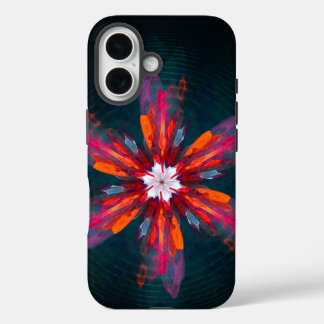 Floral Mandala Flowers Orange Red Blue Abstract iPhone 16 Hülle