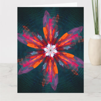 Floral Mandala Flowers Orange Red Blue Abstract Dankeskarte