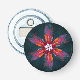 Floral Mandala Flowers Orange Red Blue Abstract Flaschenöffner
