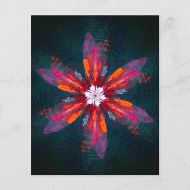 Floral Mandala Flowers Orange Red Blue Abstract Flyer (Vorne)