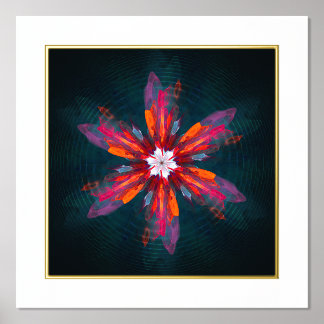 Floral Mandala Flowers Orange Red Blue Abstract Foliendrucke