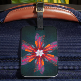 Floral Mandala Flowers Orange Red Blue Abstract Gepäckanhänger