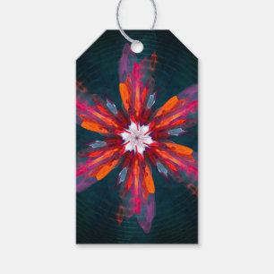 Floral Mandala Flowers Orange Red Blue Abstract Geschenkanhänger