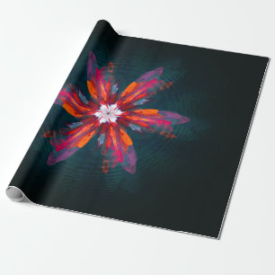 Floral Mandala Flowers Orange Red Blue Abstract Geschenkpapier
