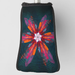 Floral Mandala Flowers Orange Red Blue Abstract Golf Headcover