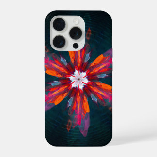 Floral Mandala Flowers Orange Red Blue Abstract iPhone 15 Pro Hülle