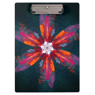 Floral Mandala Flowers Orange Red Blue Abstract Klemmbrett