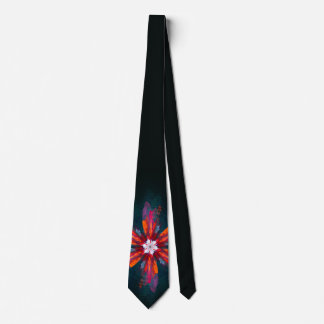 Floral Mandala Flowers Orange Red Blue Abstract Krawatte
