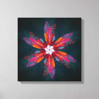Floral Mandala Flowers Orange Red Blue Abstract Leinwanddruck