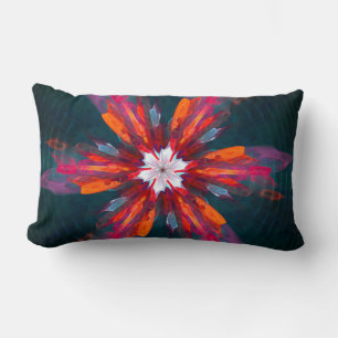 Floral Mandala Flowers Orange Red Blue Abstract Lendenkissen