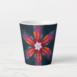 Floral Mandala Flowers Orange Red Blue Abstract Milchtasse