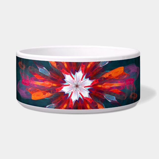 Floral Mandala Flowers Orange Red Blue Abstract Napf (Vorderseite)