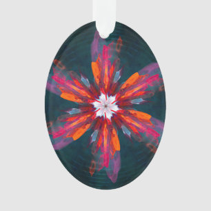 Floral Mandala Flowers Orange Red Blue Abstract Ornament