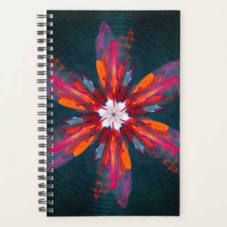 Floral Mandala Flowers Orange Red Blue Abstract Planer