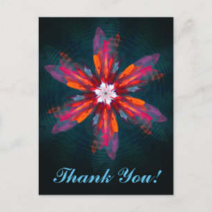 Floral Mandala Flowers Orange Red Blue Abstract Postkarte