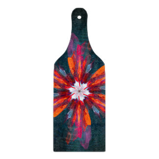 Floral Mandala Flowers Orange Red Blue Abstract Schneidebrett